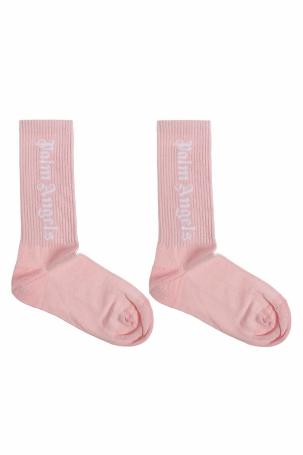 RÓŻOWY Bawełniane skarpety z logo