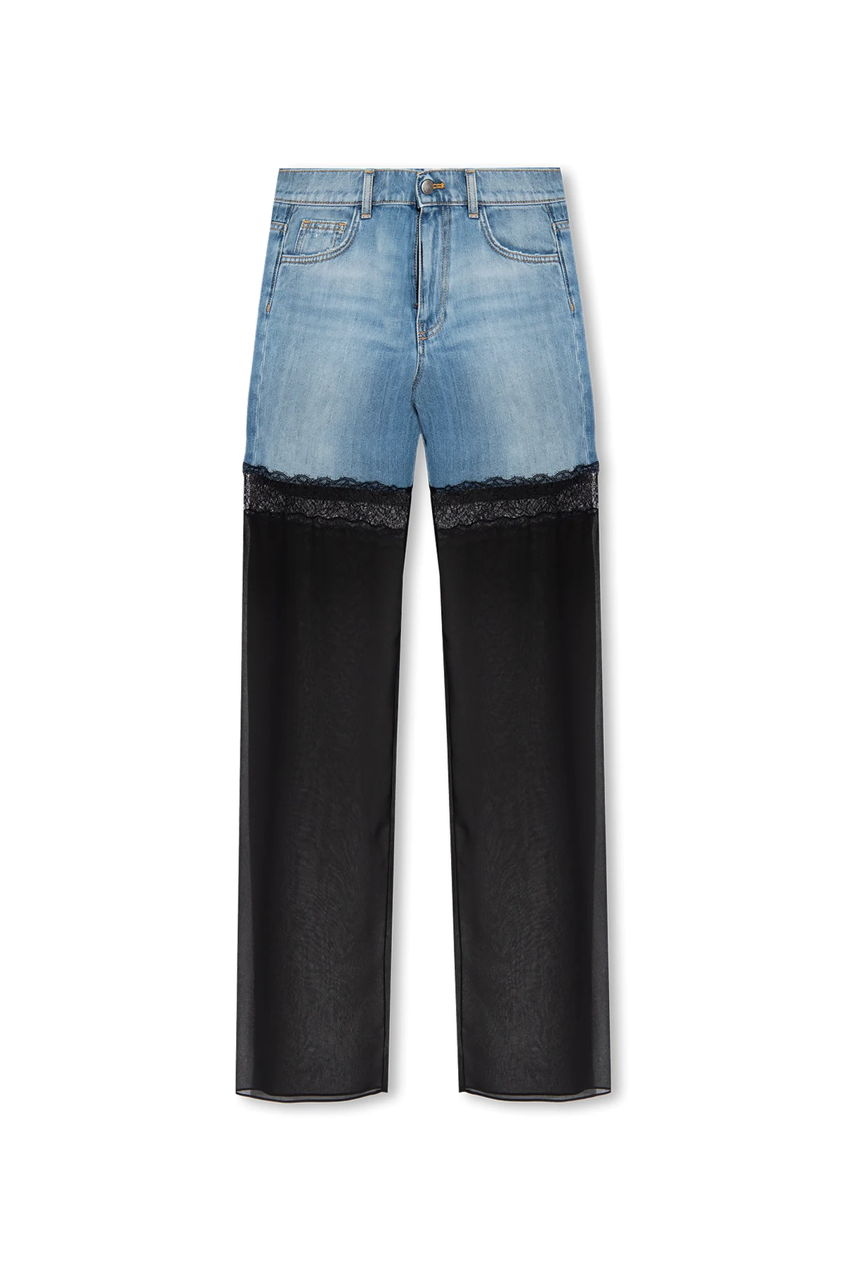 Spodnie z łączonych materiałów