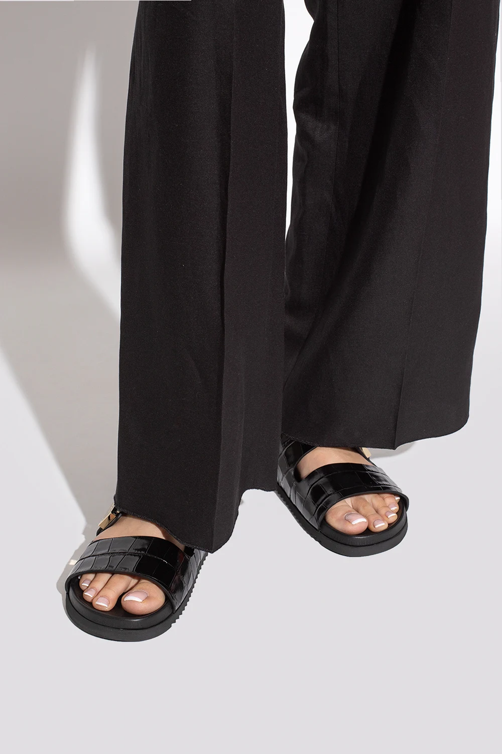 Leather slides