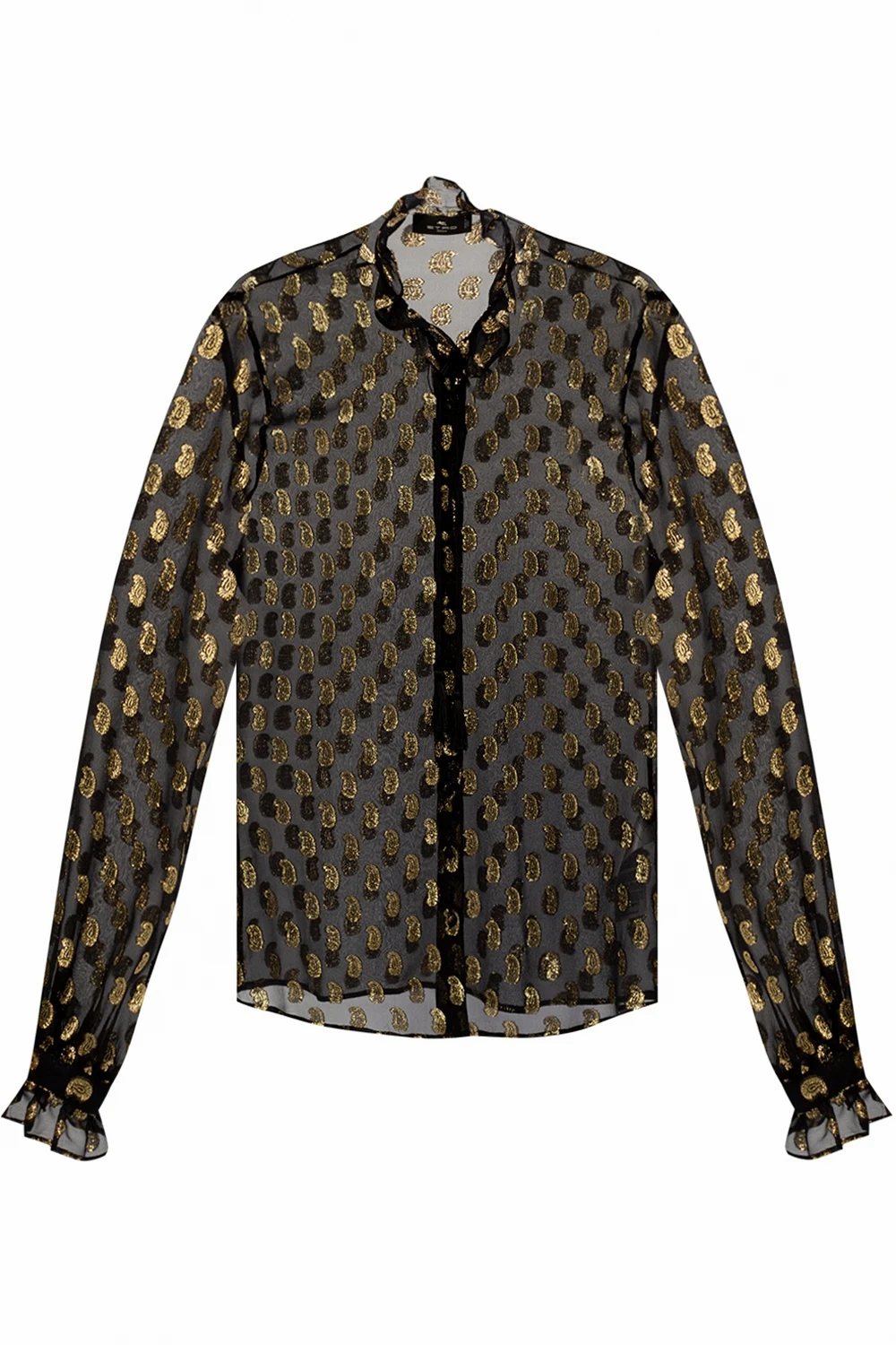 Silk shirt with lurex trim