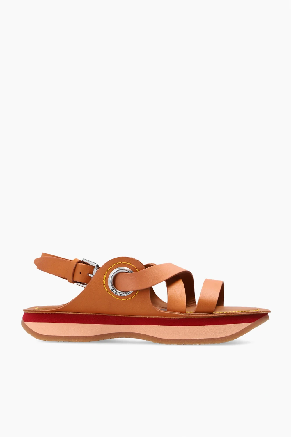 Leather sandals with logo