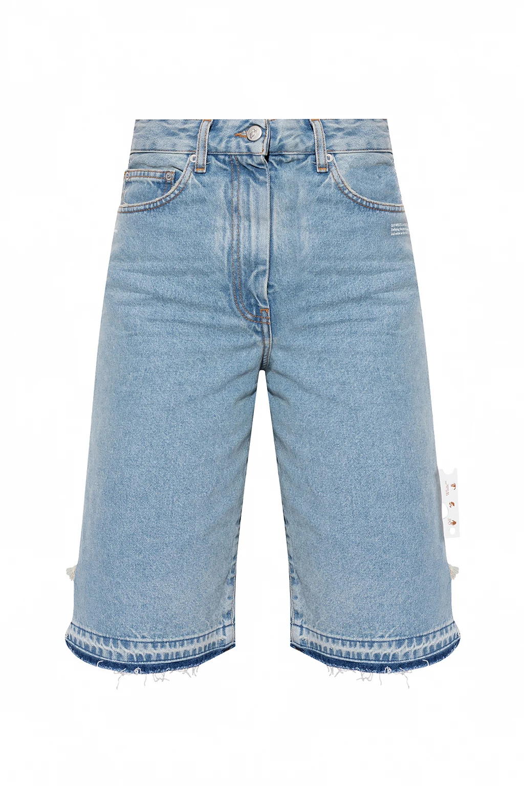 Raw-edge denim shorts