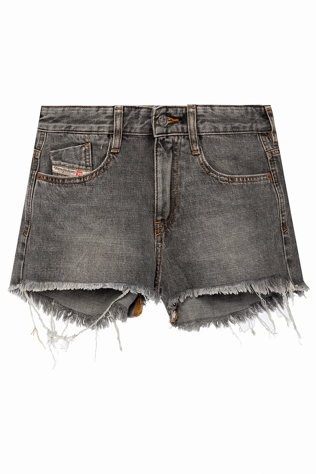 Raw-cut denim shorts
