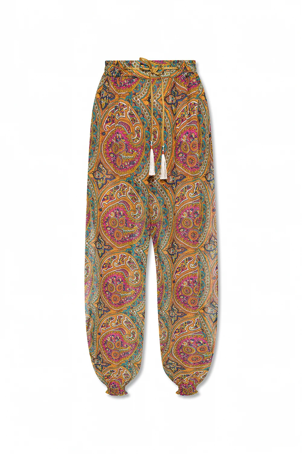Silk trousers with paisley pattern