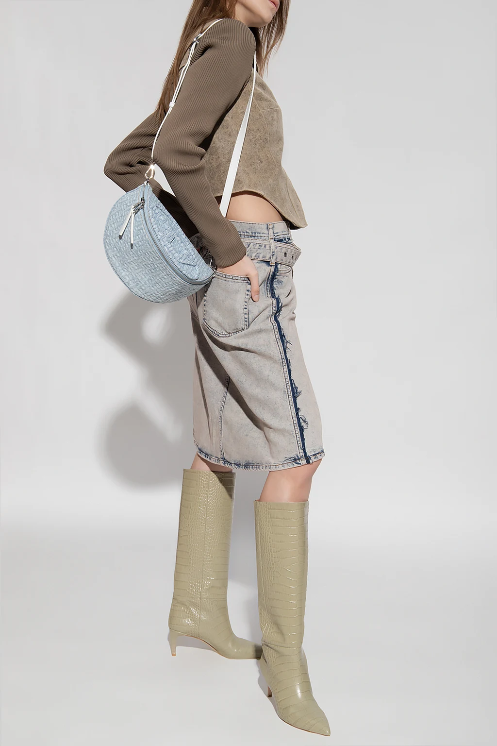 ‘DE-PENDENCE-MID’ denim skirt