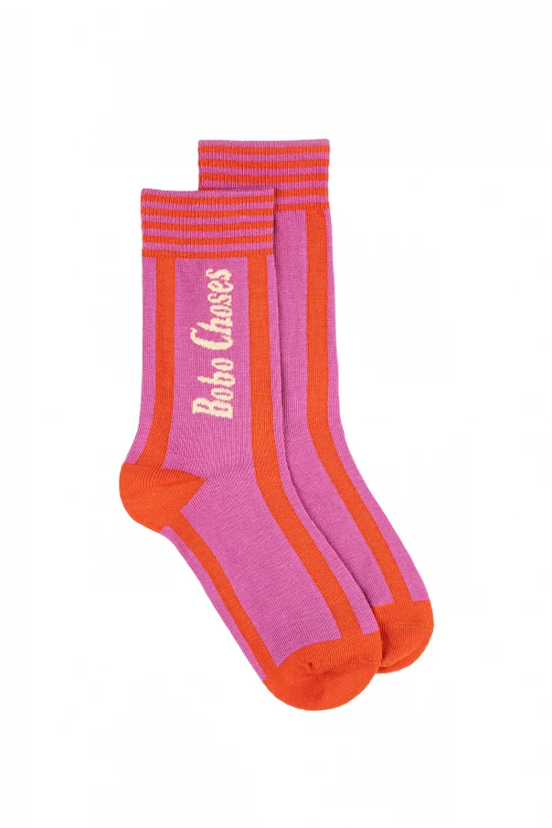 RÓŻOWY Bawełniane skarpety z logo