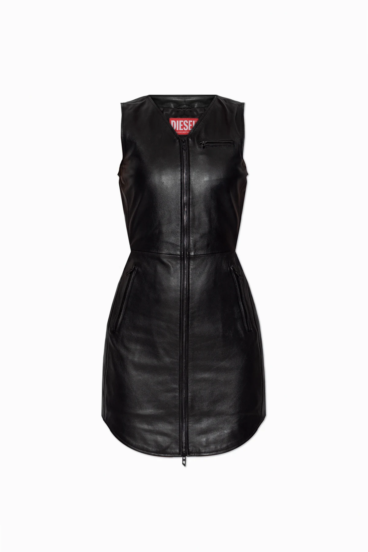 BLACK Leather dress L-ILITH