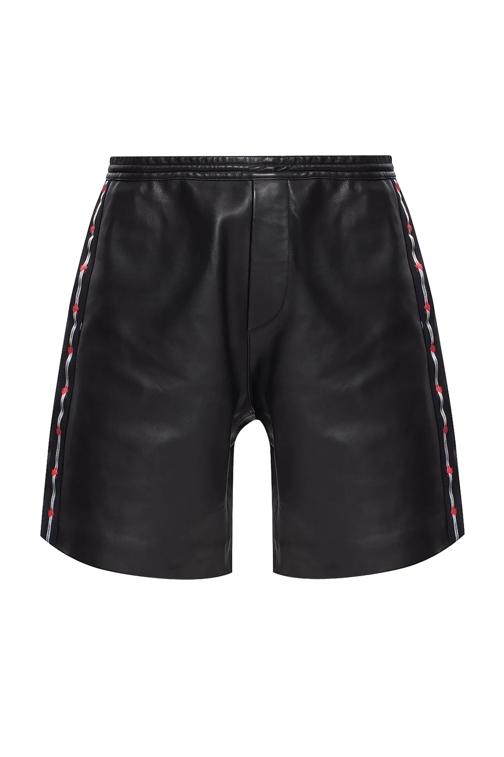 Leather shorts with logo