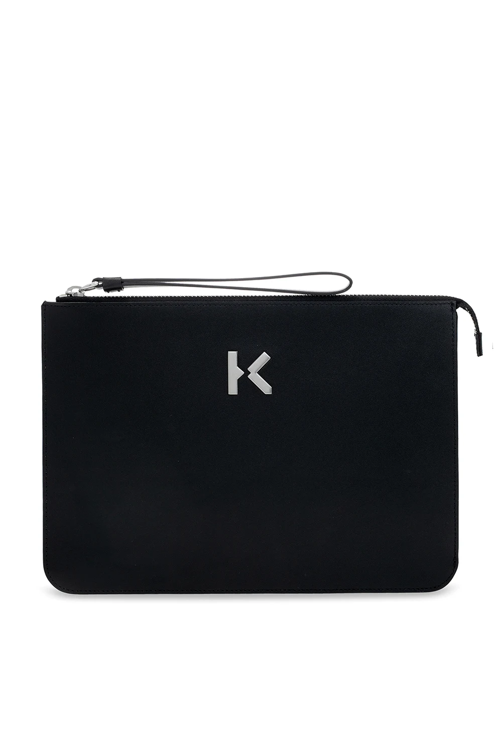 Leather clutch with logo