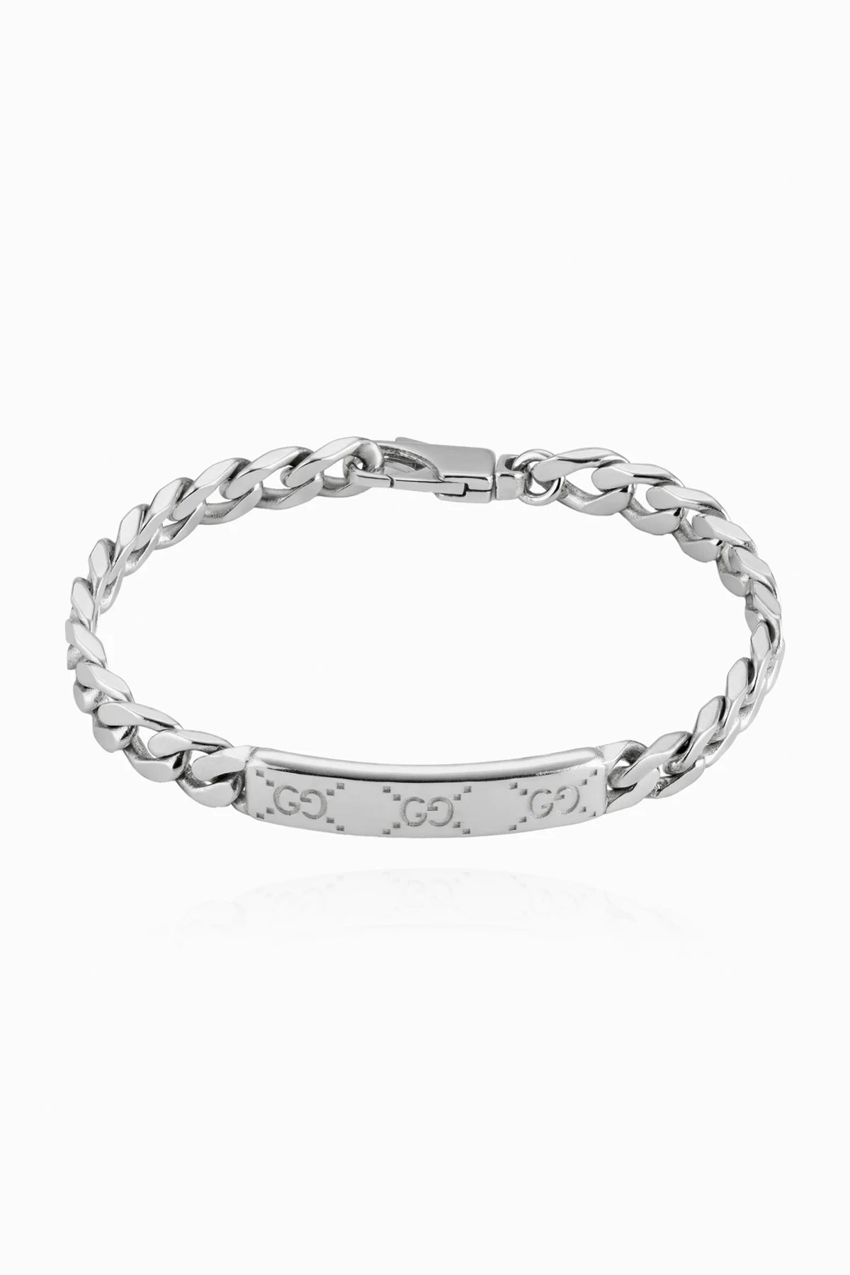 Silver bracelet with engraved logo
