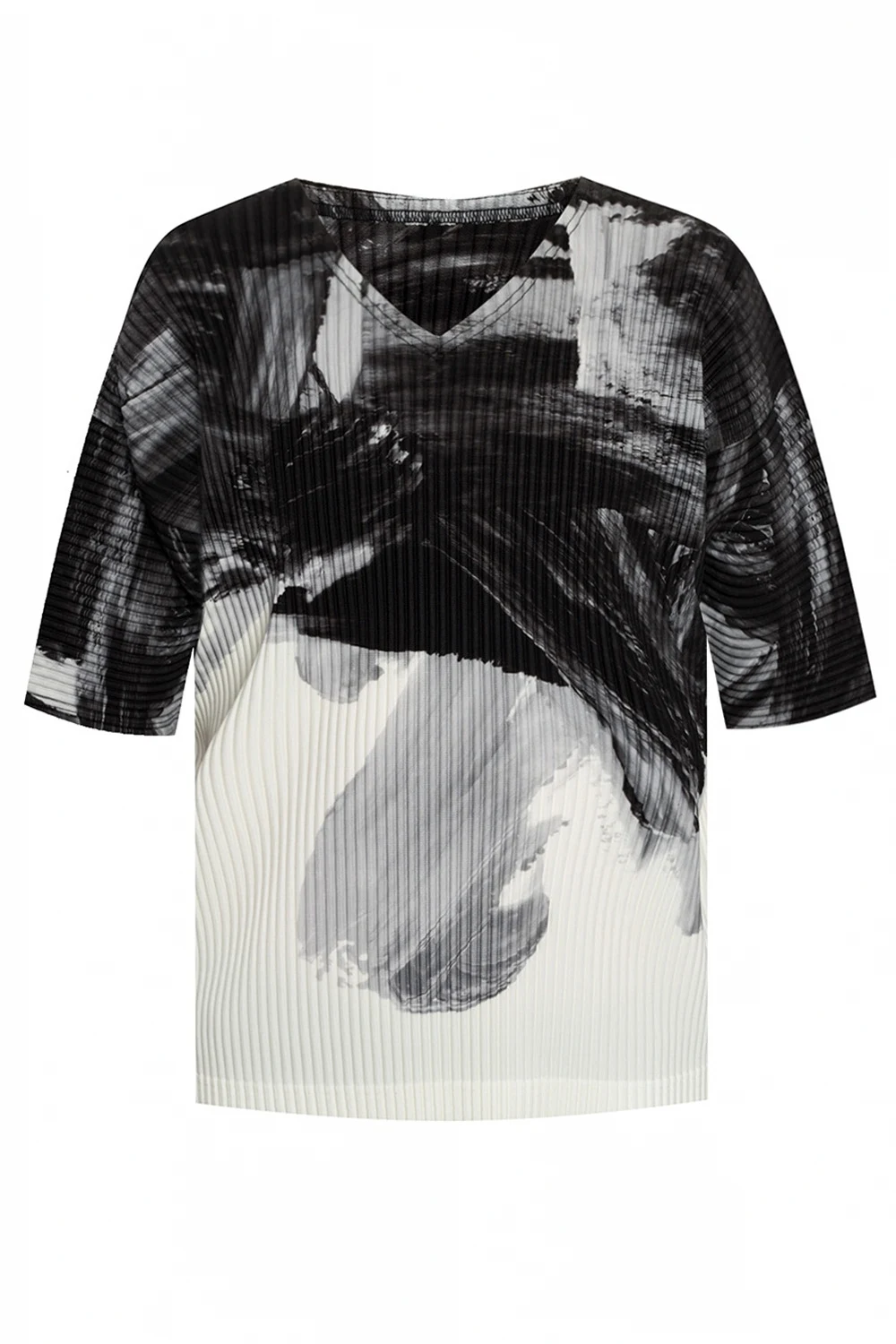 Printed T-shirt with gathers