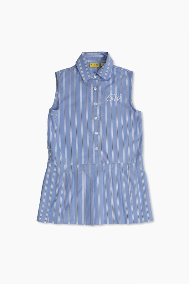 BLAU Ärmelloses Kleid mit plissiertem Rock