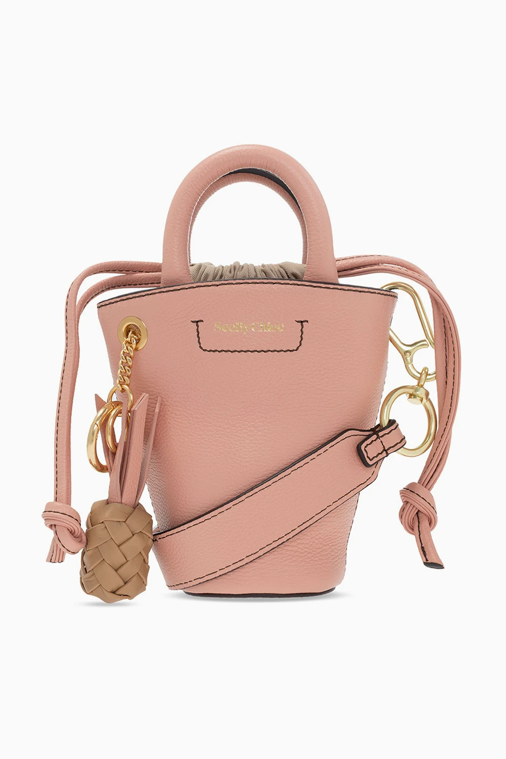 Leather bucket bag