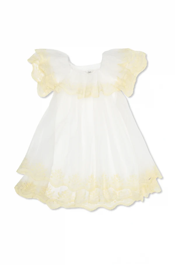 WHITE Tulle dress with embroidery