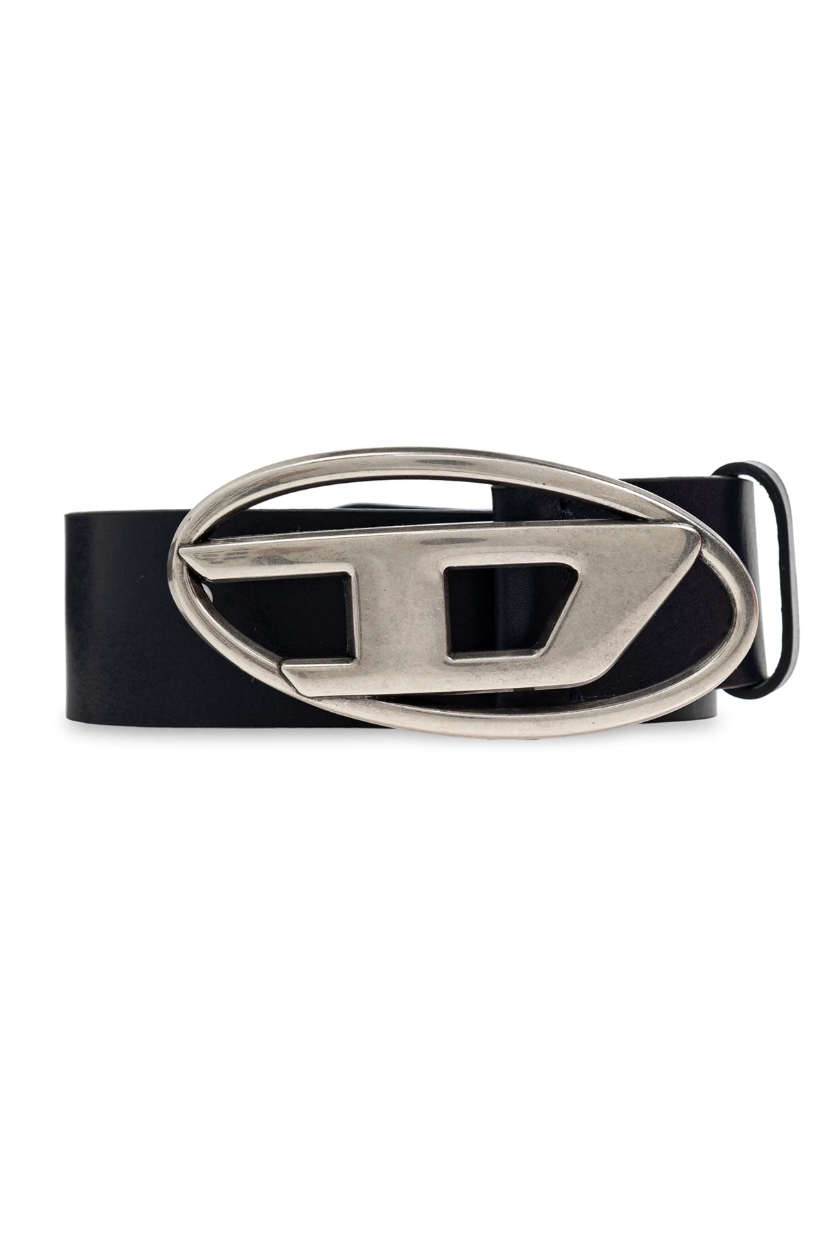 BLACK Leather belt OVAL D LOGO B-1DR