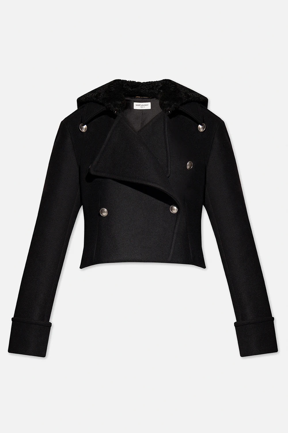 Short jacket with fur collar