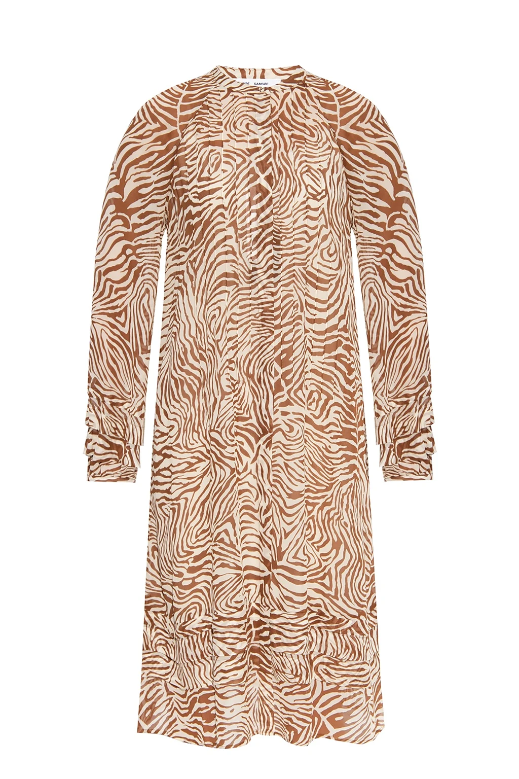 Patterned dress with a band collar