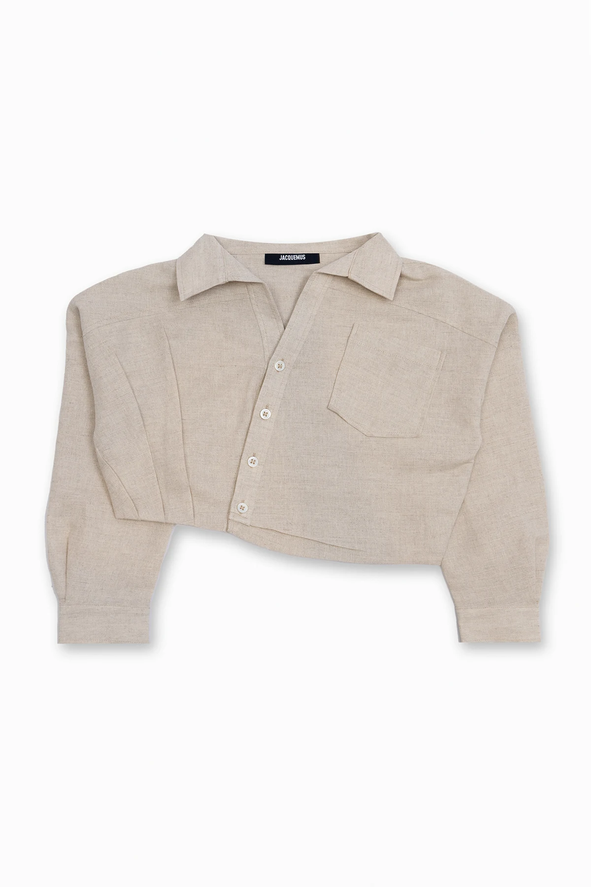 cream Cropped asymmetrical shirt