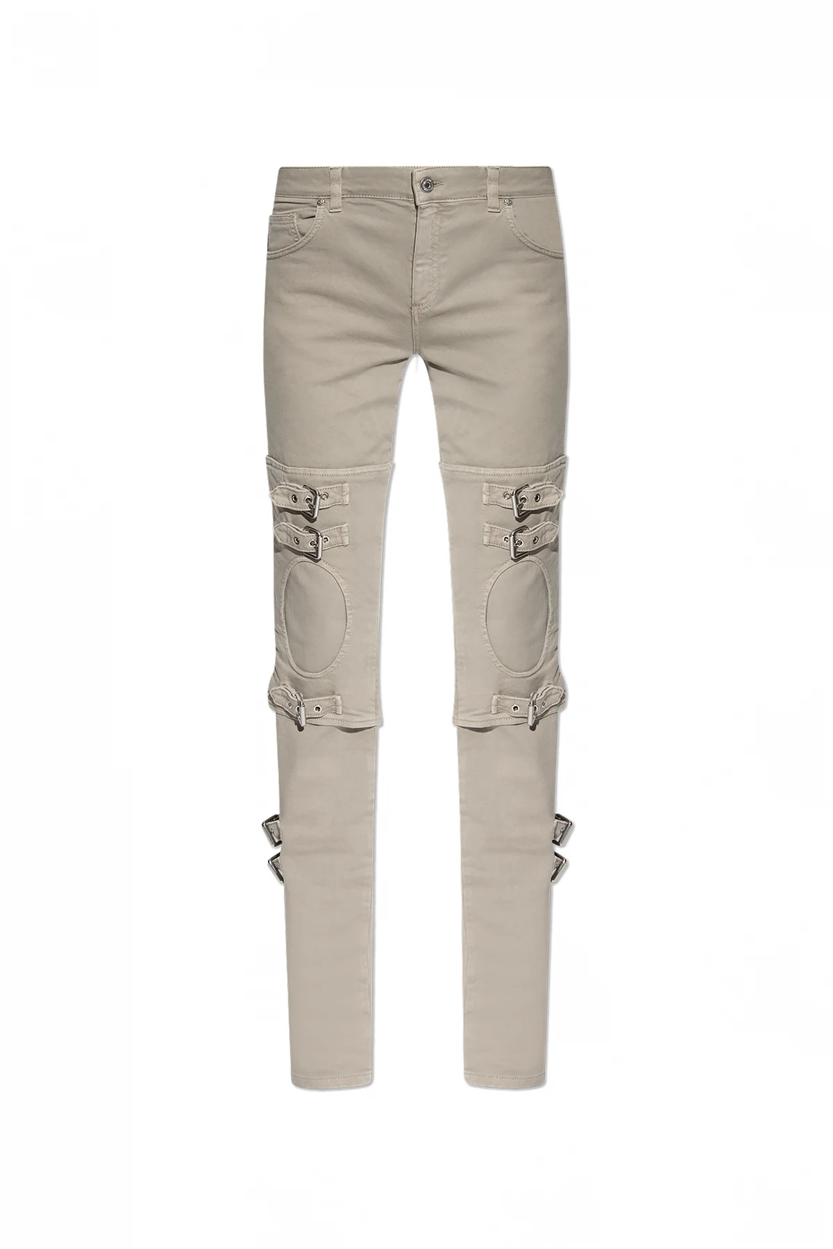 Jeansy typu ‘flare’ z klamrami