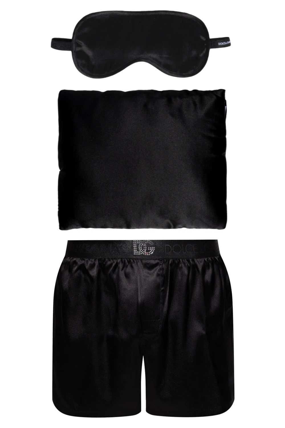 Pillow, blindfold and pyjama bottoms