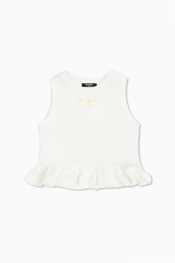 WEISS Top mit Rüsche