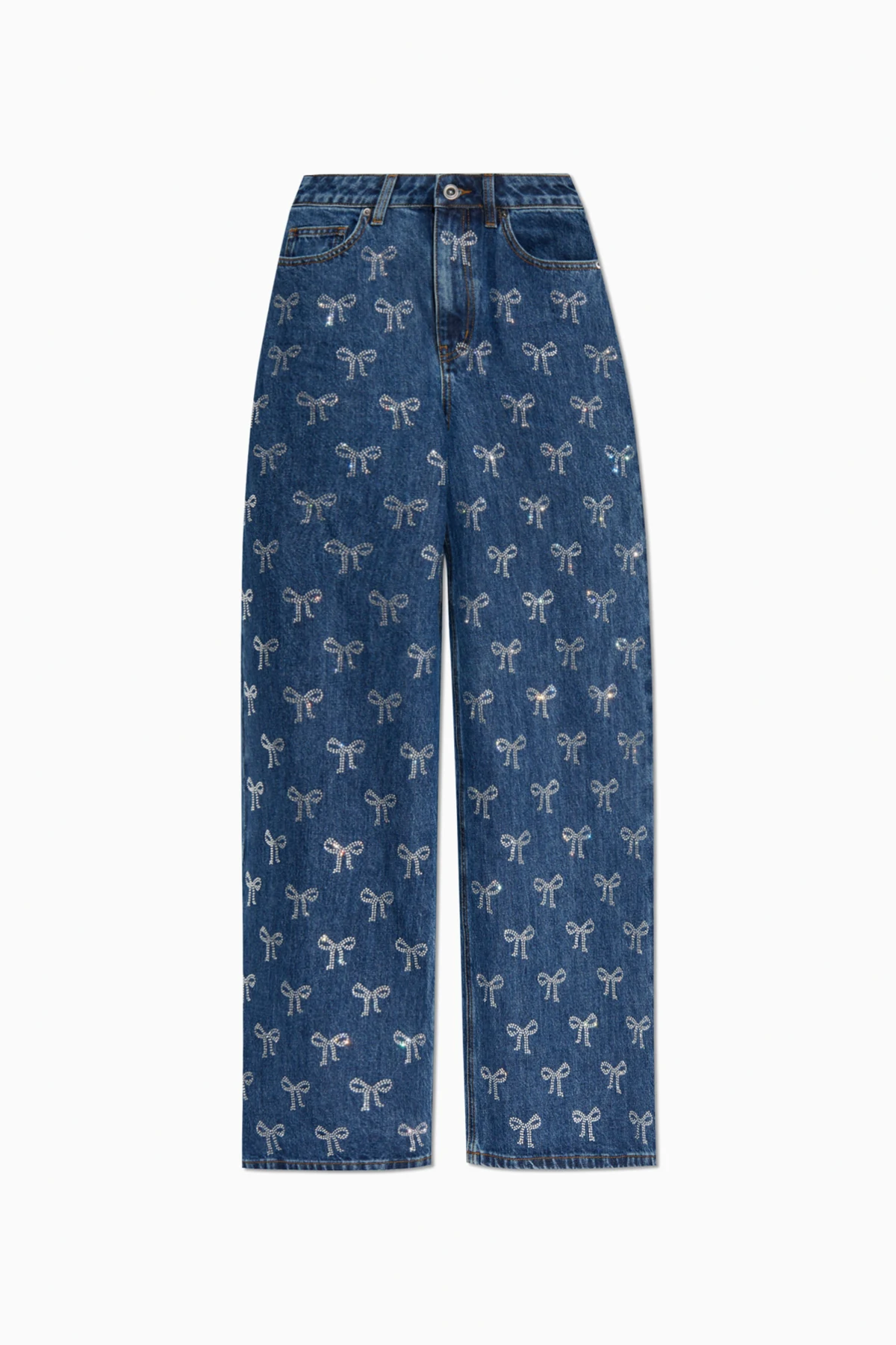 Jeans mit schimmernden Kristallen