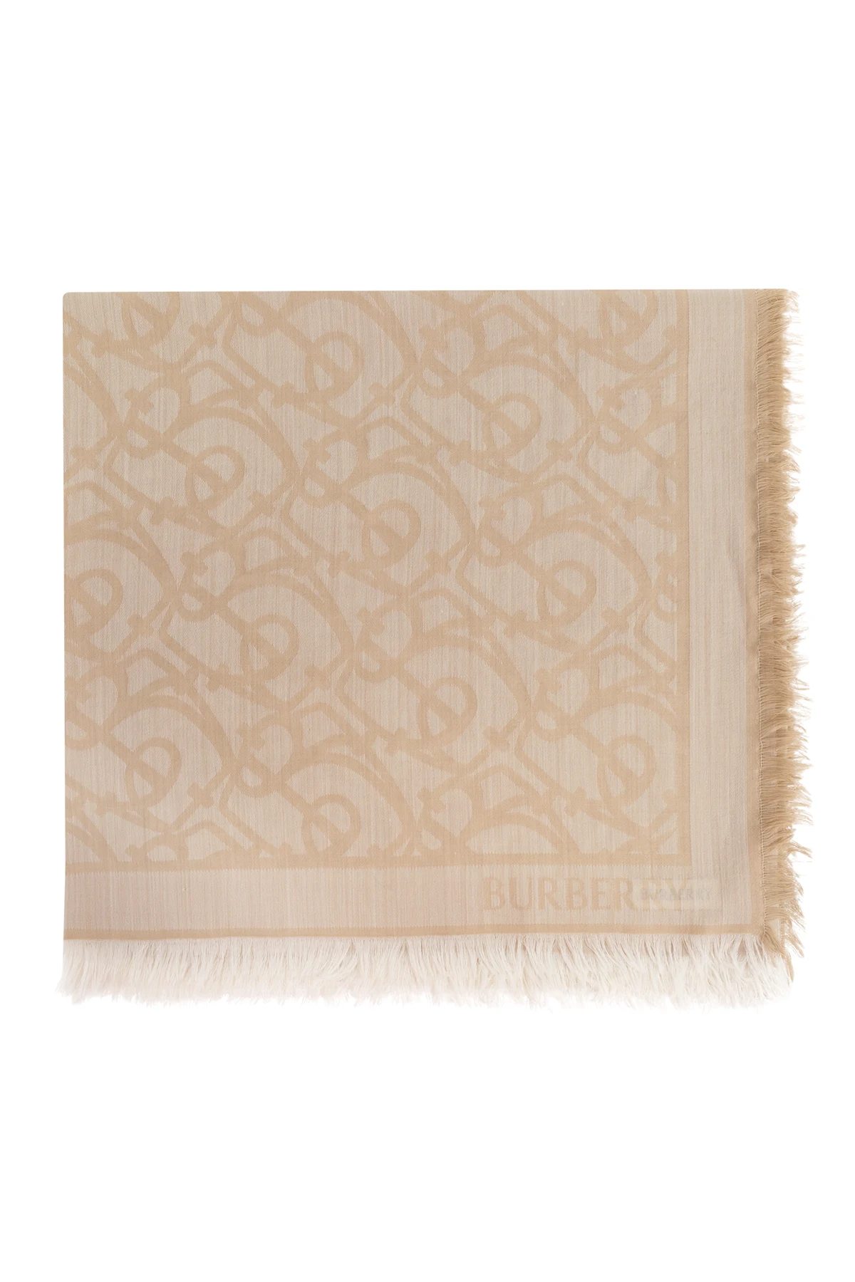 beige Wool scarf with logo