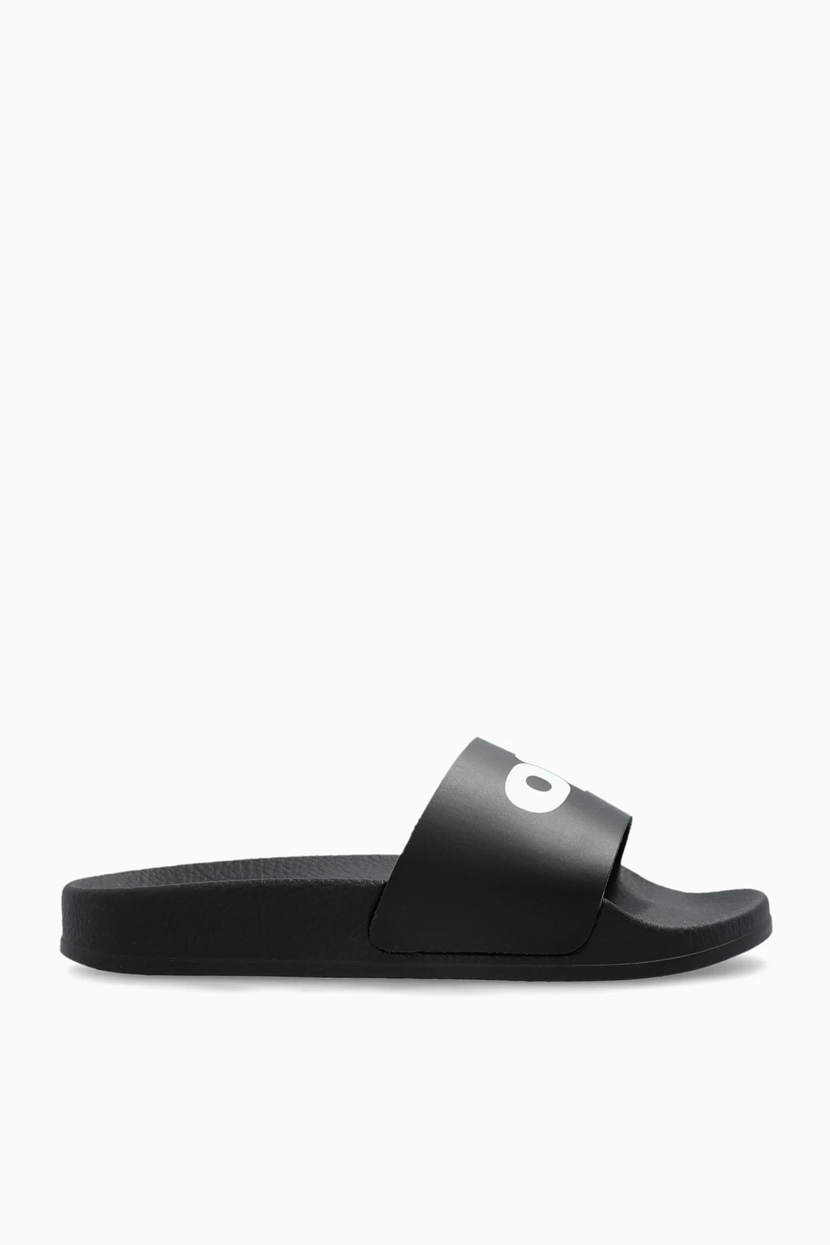 BLACK Rubber sandals with logo