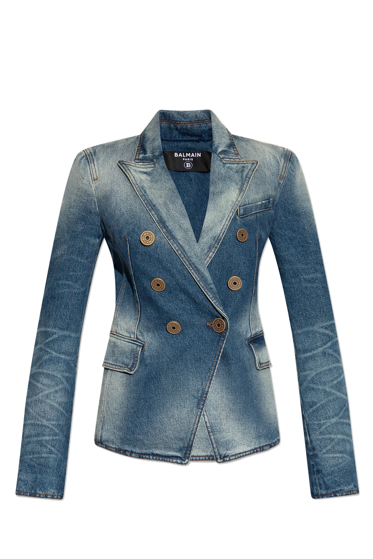Denim blazer with peak lapels