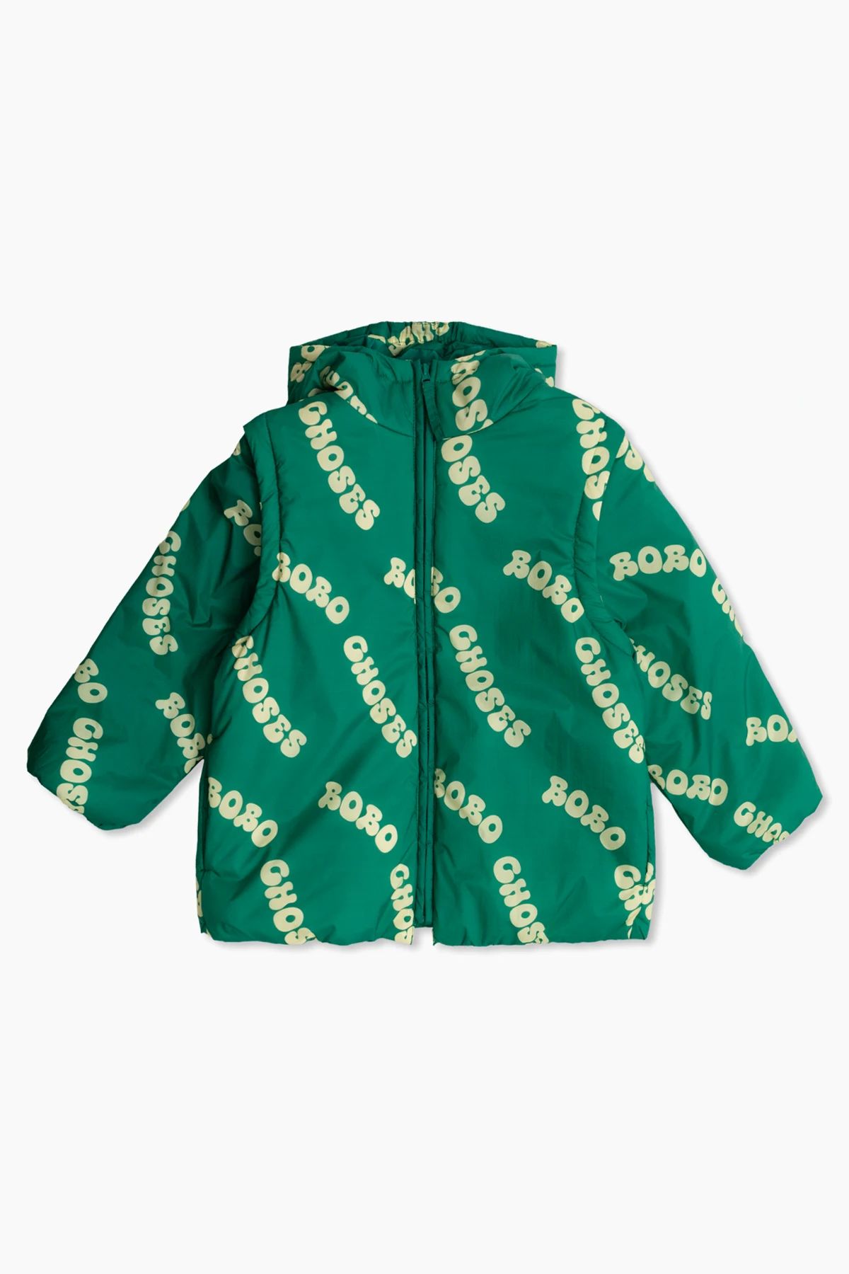 GREEN Padded jacket with detachable sleeves