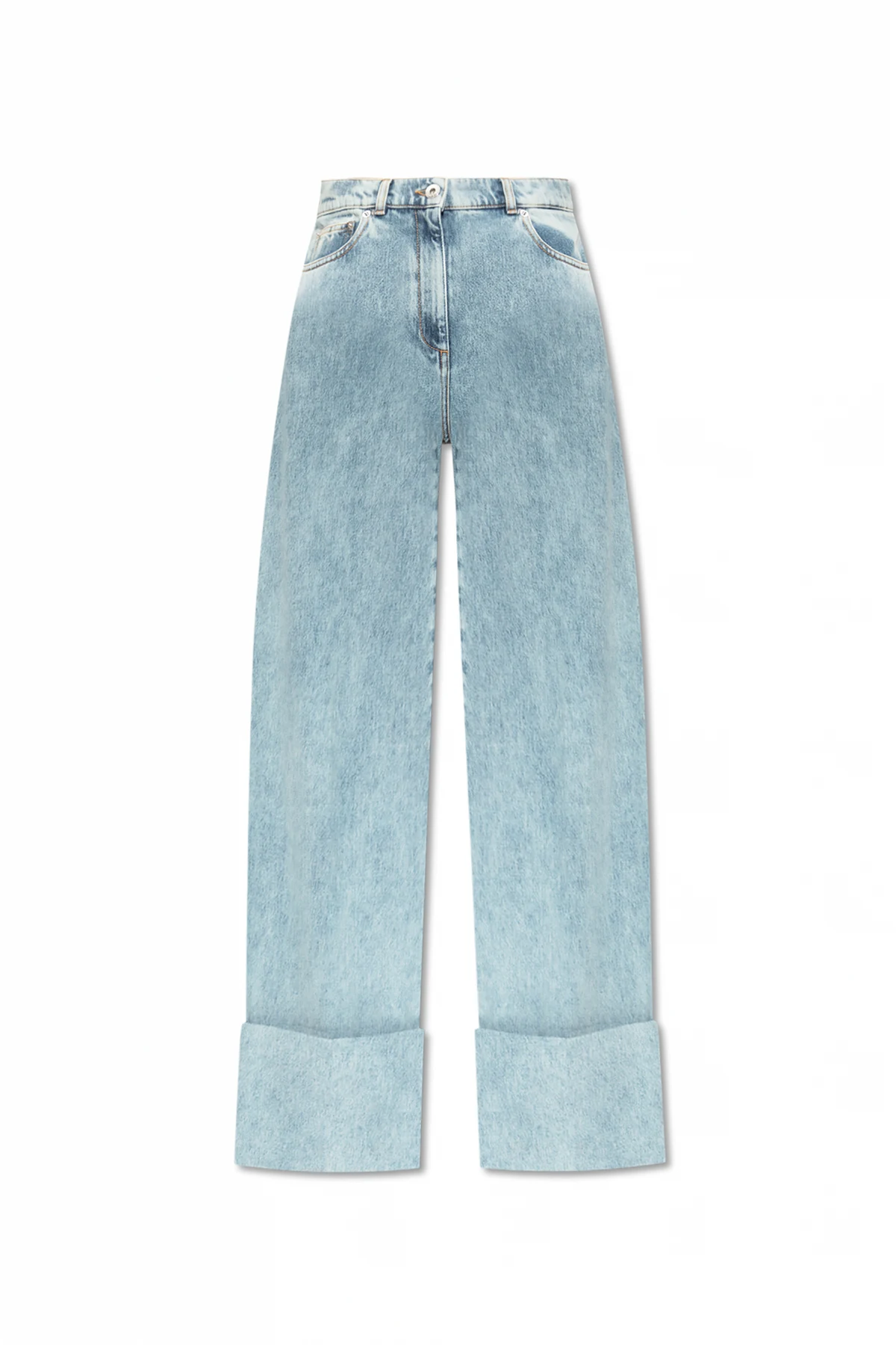 Jeansy z zawijanymi nogawkami  o prostym kroju