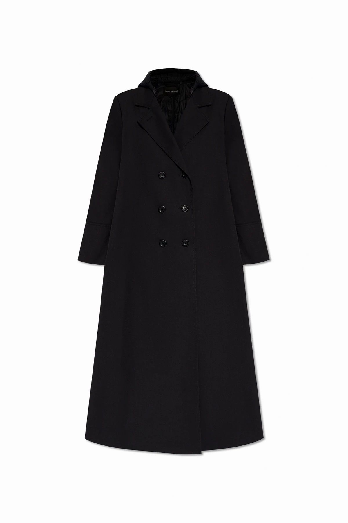 Trench coat with detachable hood