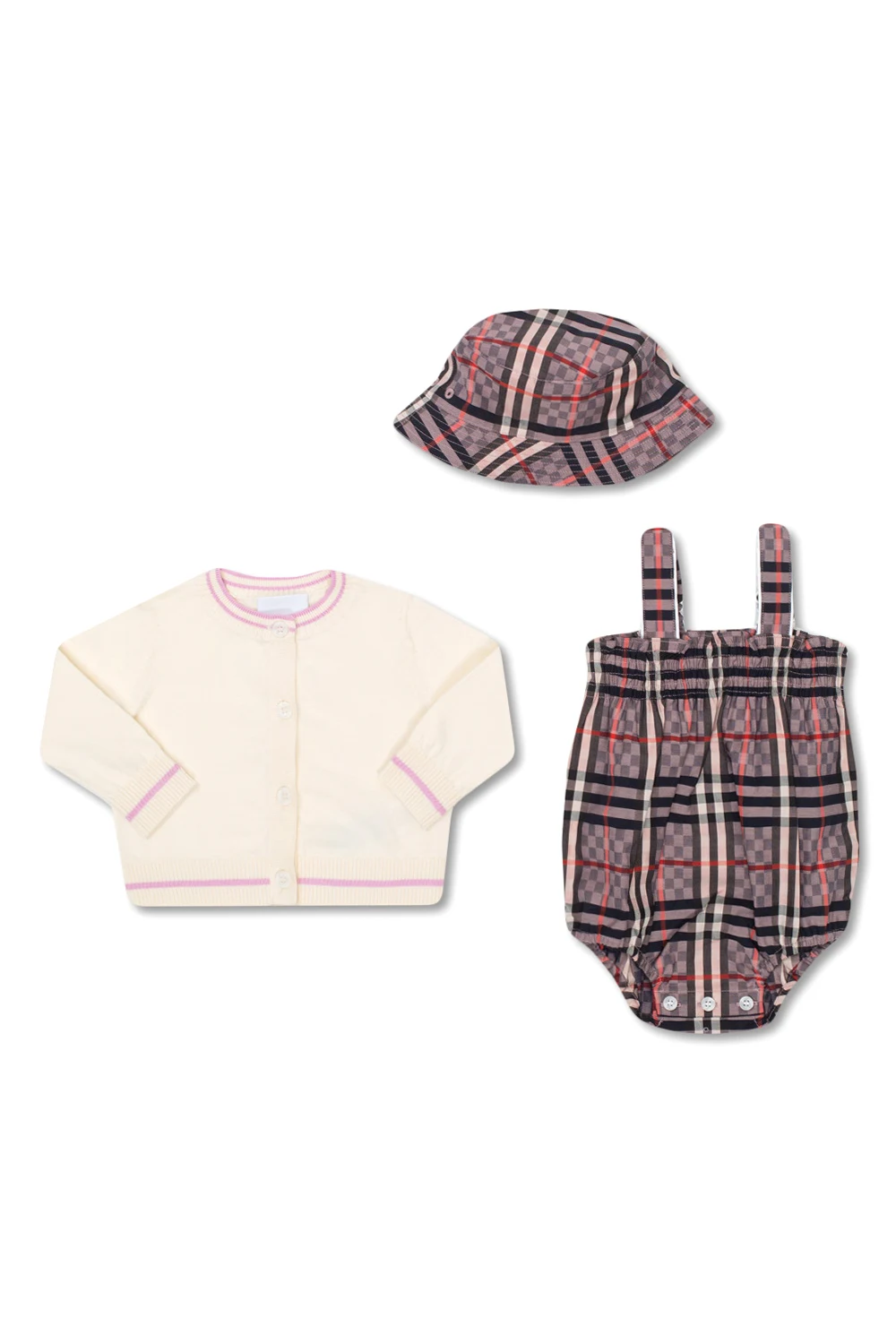 Jumpsuit, cardigan and hat set