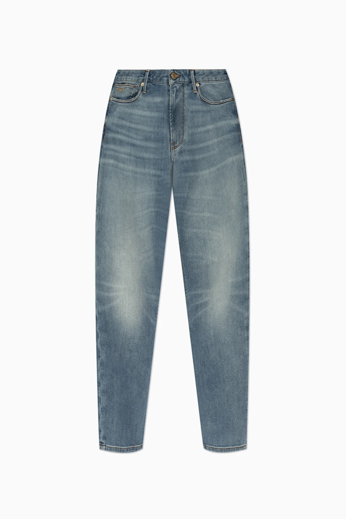 NIEBIESKI Jeansy z efektem `vintage`