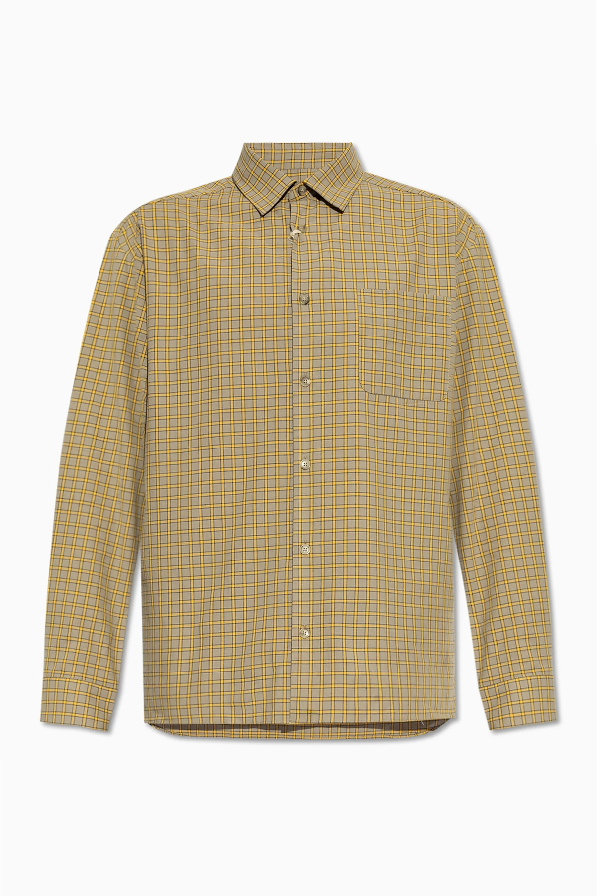 beige Plaid pattern shirt