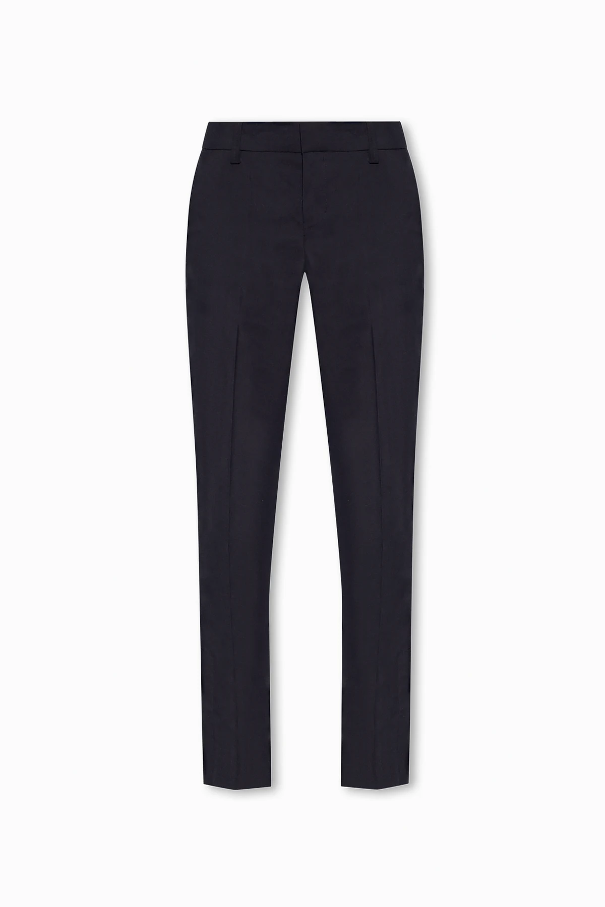‘Prune’ wool pleat-front trousers