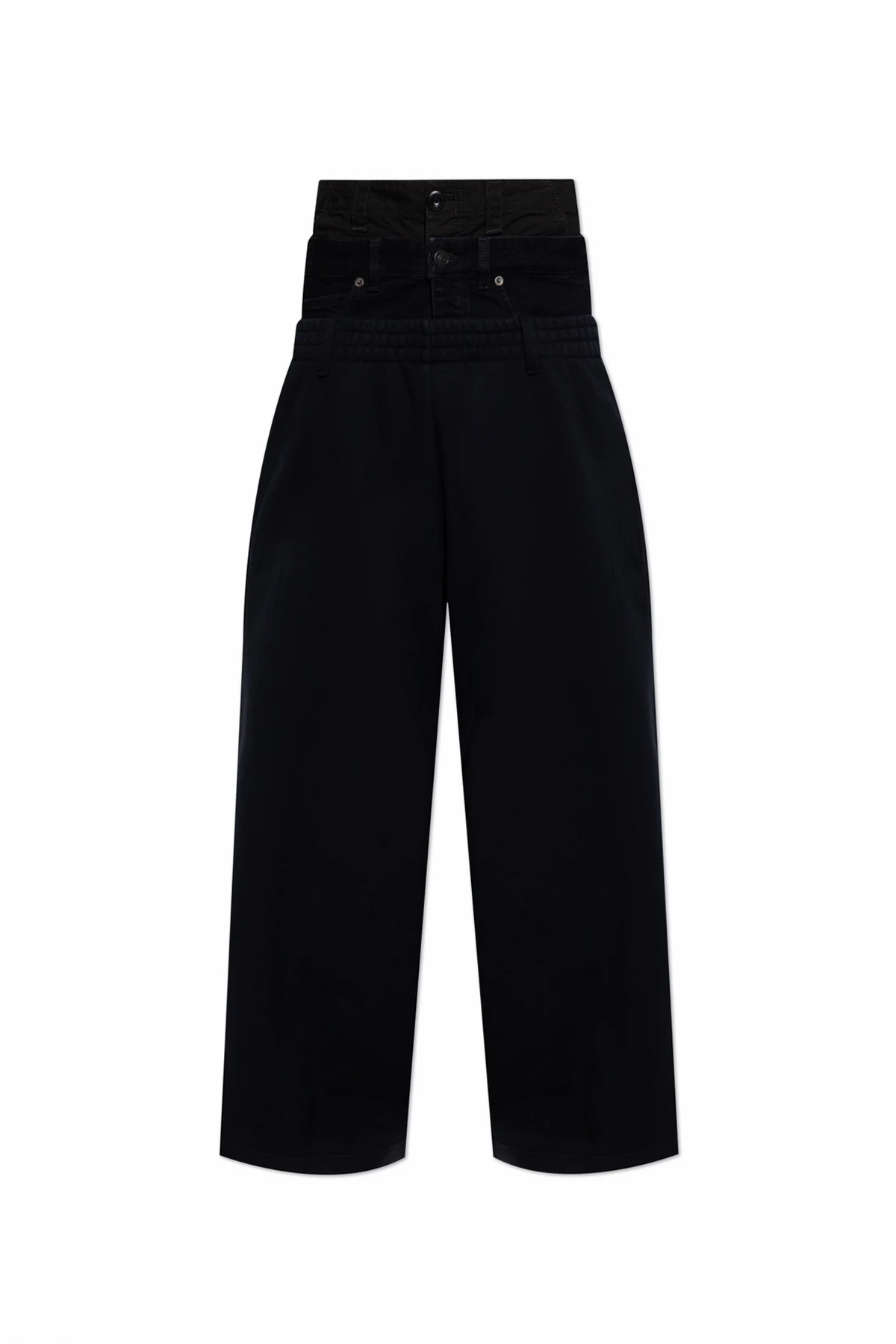 Sweatpants with denim waistband