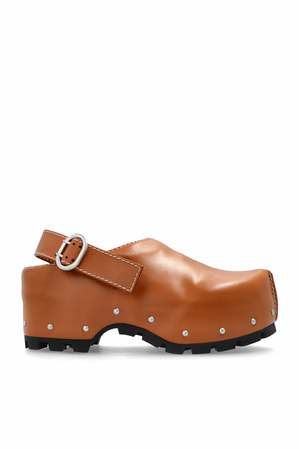 BROWN Leather clogs