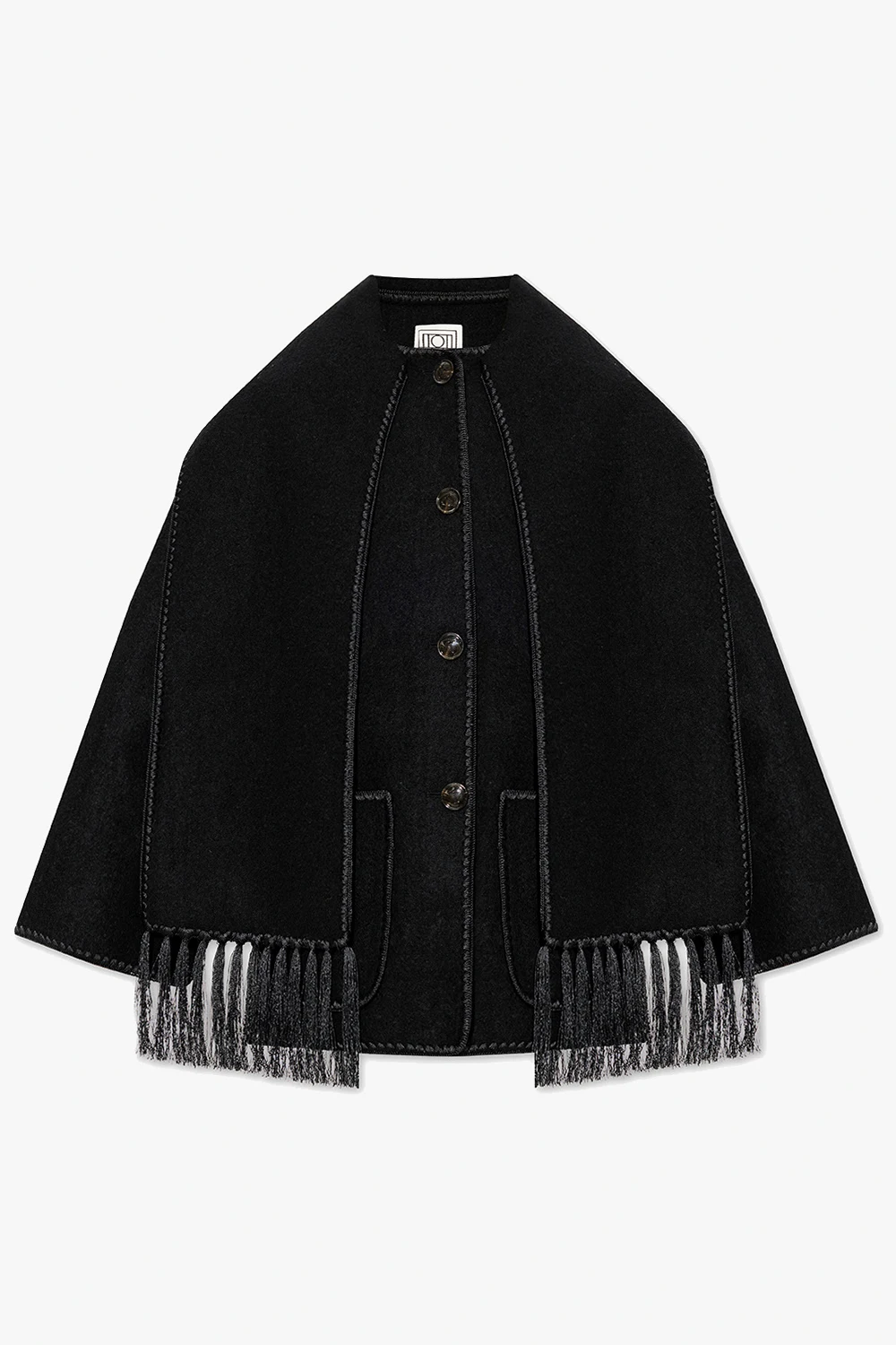 BLACK Relaxed-fitting wool coat