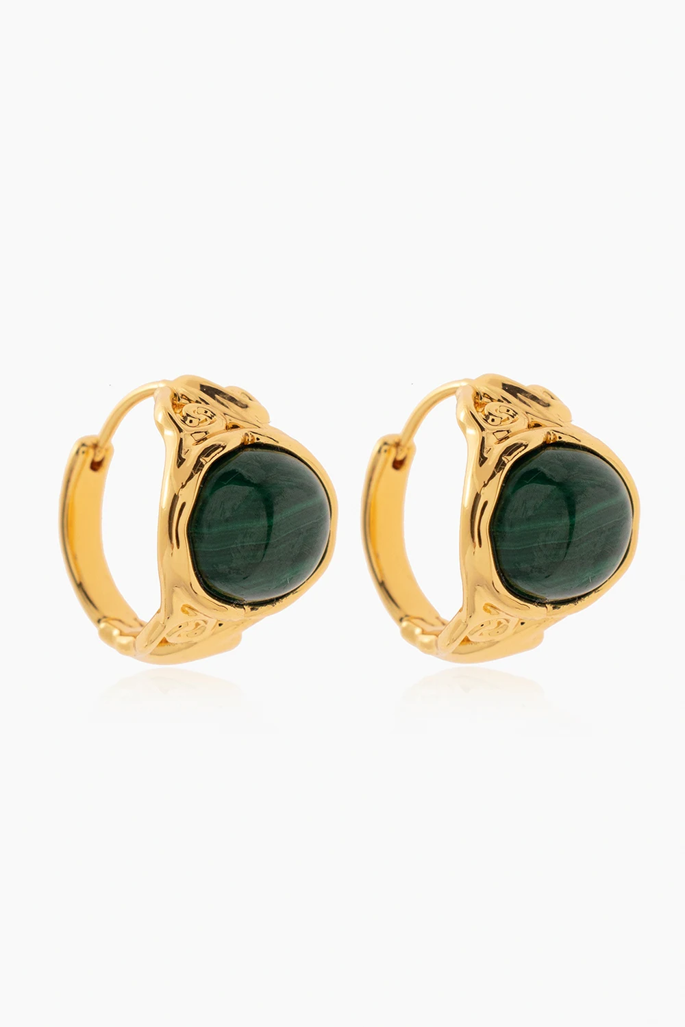 Gold-plated earrings with semi-precious stone