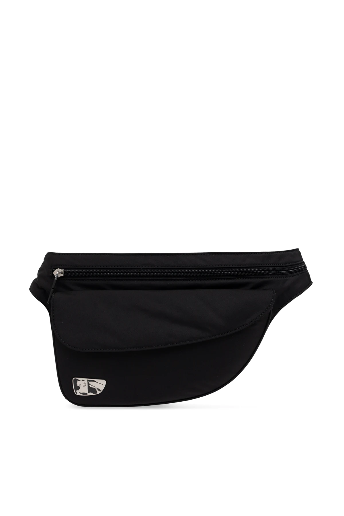 BLACK Fanny pack with logo-shaped appliqué