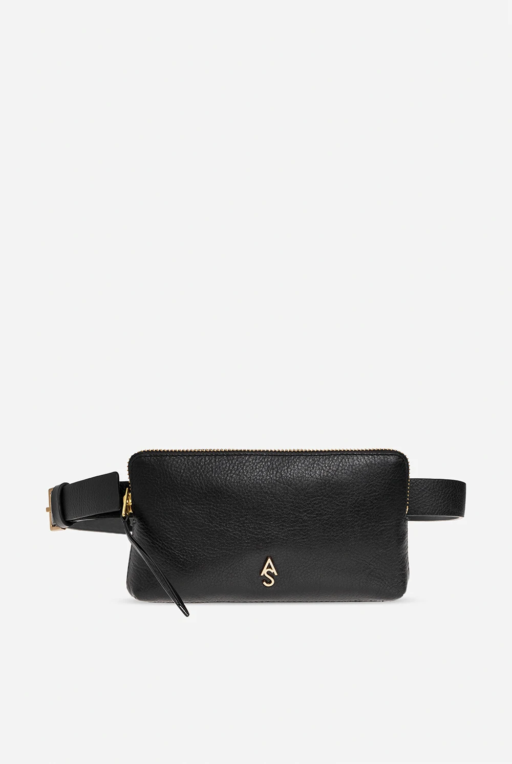 Strapped leather pouch