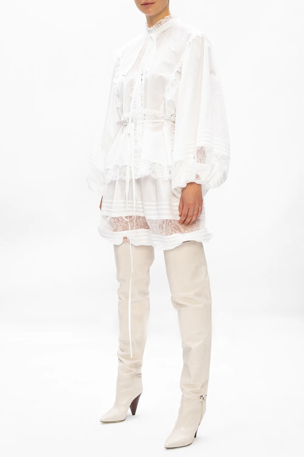 Shirt with lace trim