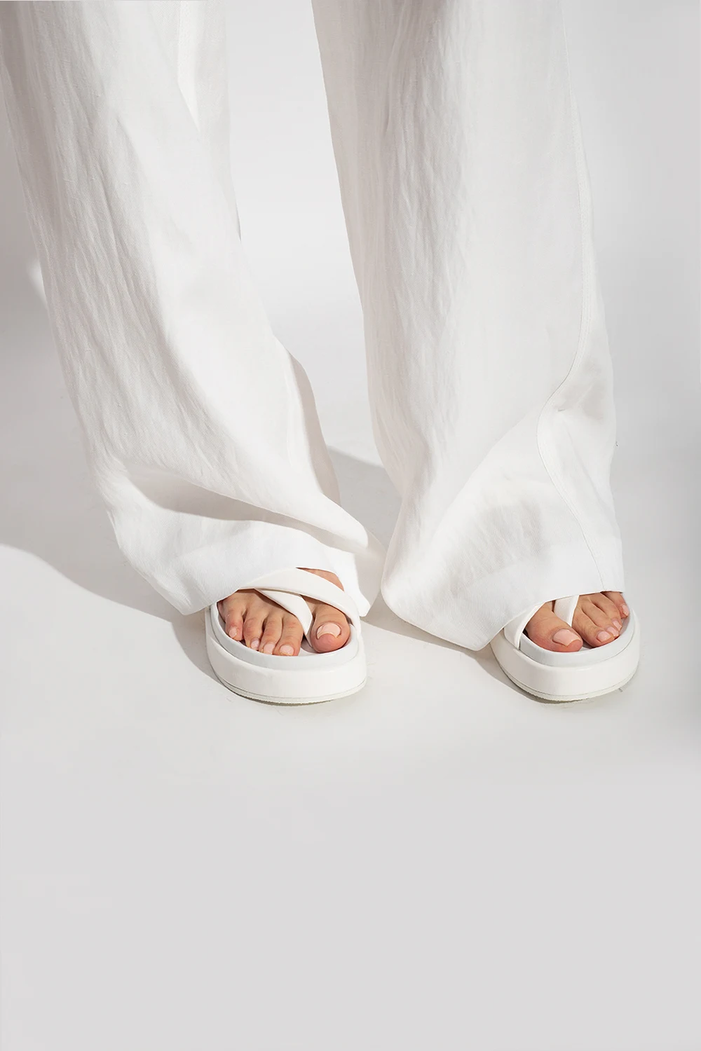 Leather platform mules