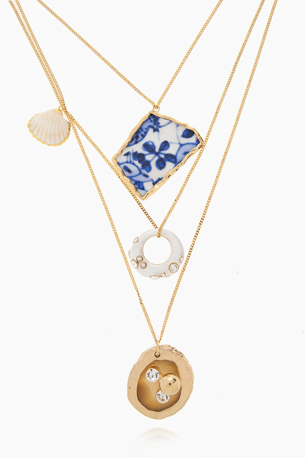 Mosiężny naszyjnik z zawieszkami