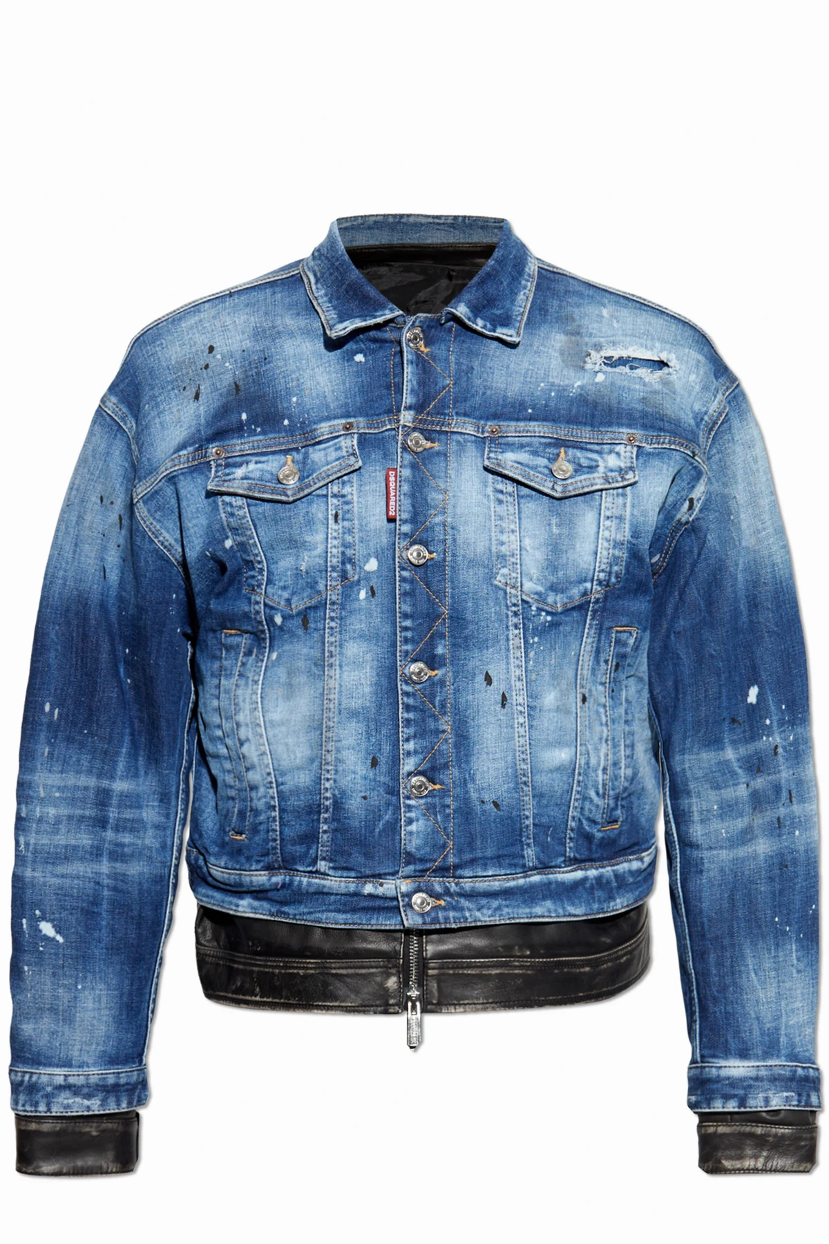 Doppelte Jeans-Lederjacke