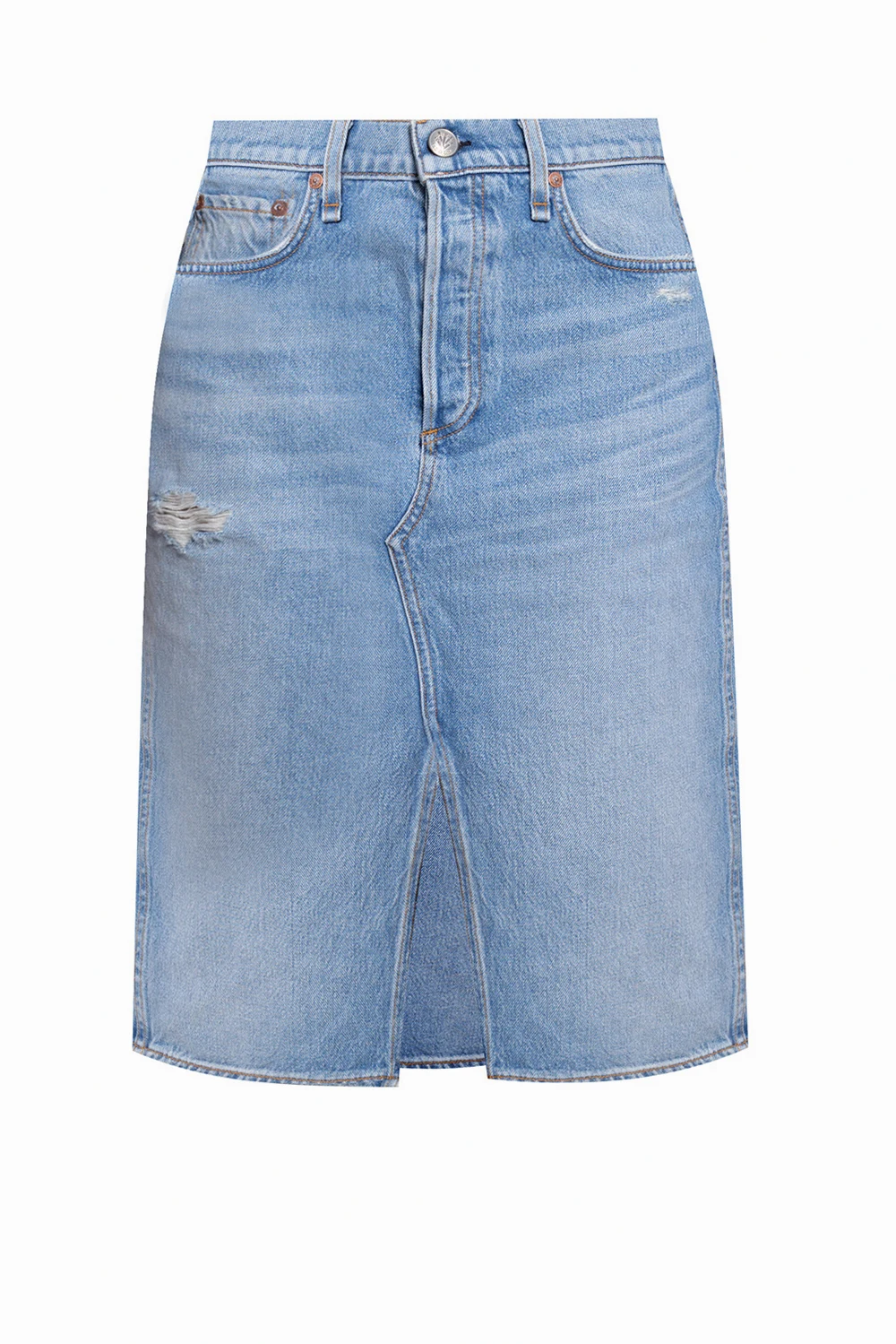 High-waisted denim skirt