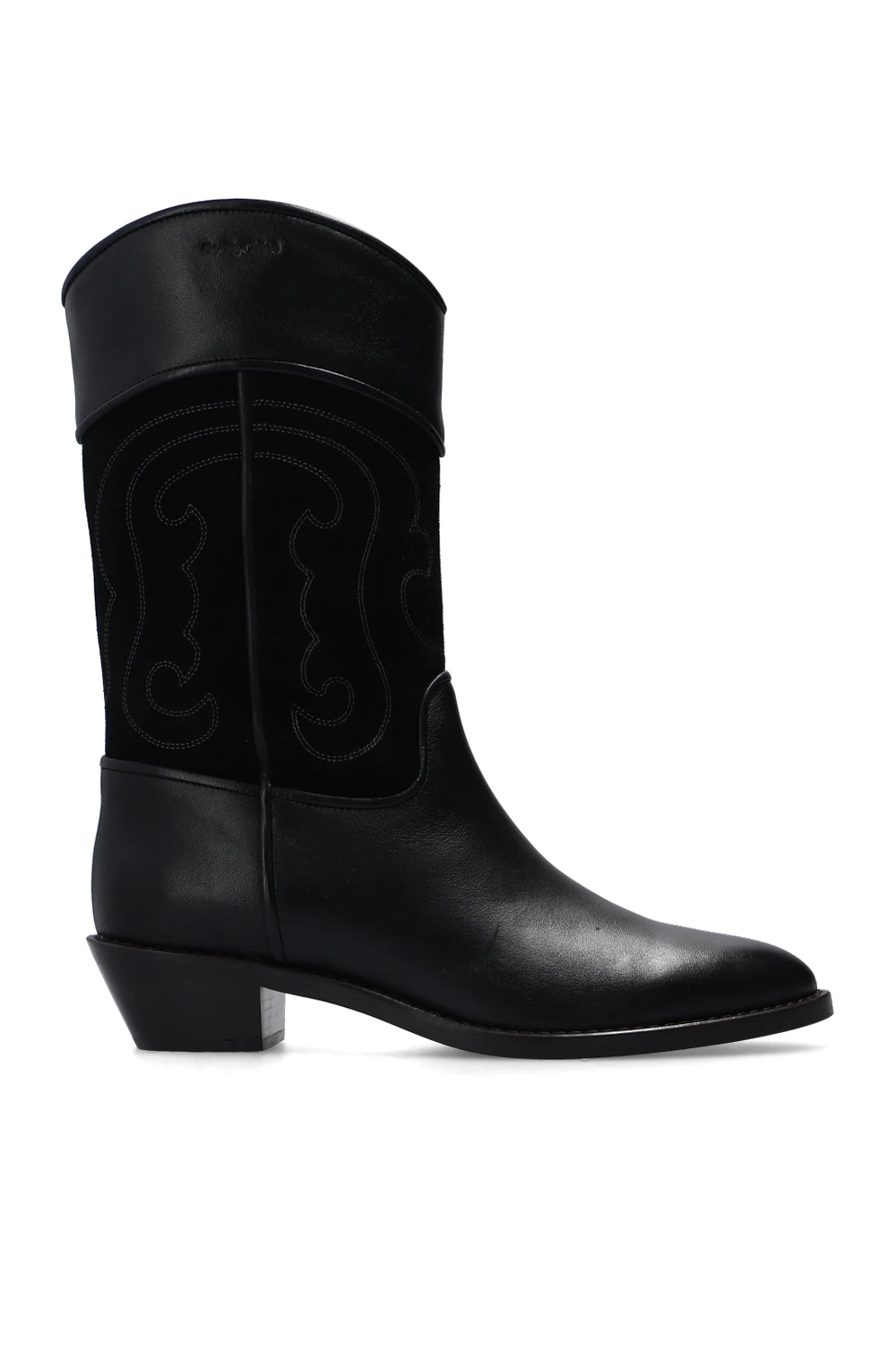 Leather heeled cowboy boots