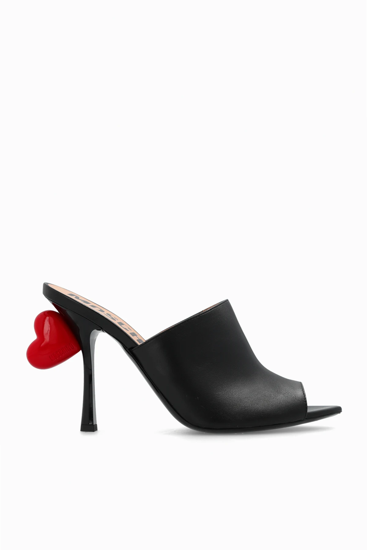 Skórzane klapki na obcasie