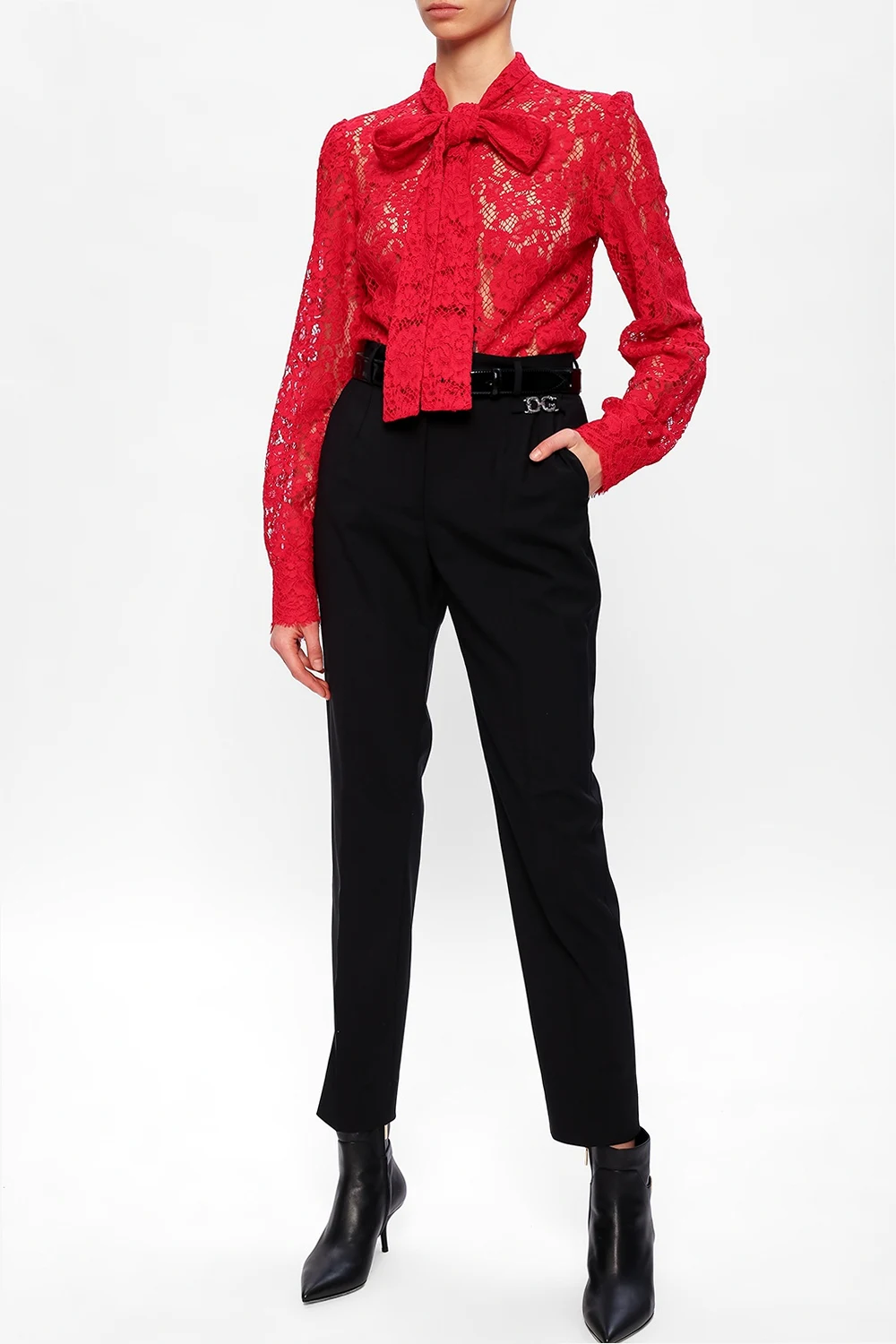 Wool pleat-front trousers